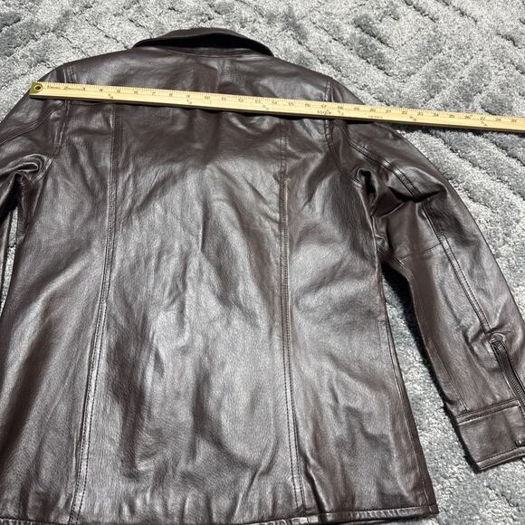 Denim & Co D&CO Leather Ladies Brown Motorcycle Jacket, Size M, Style A201535 - Picture 13 of 15